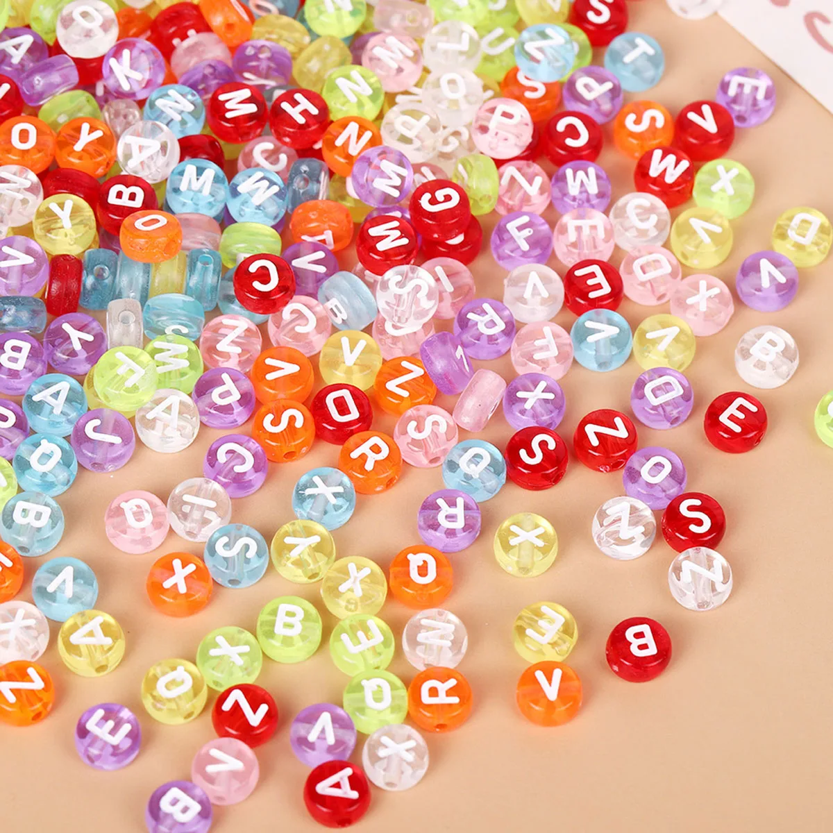 Colorful Round A-Z Alphabet Letter Beads(7x4mm) For Necklaces Bracelet Jewelry Making DIY Handmade Accessories