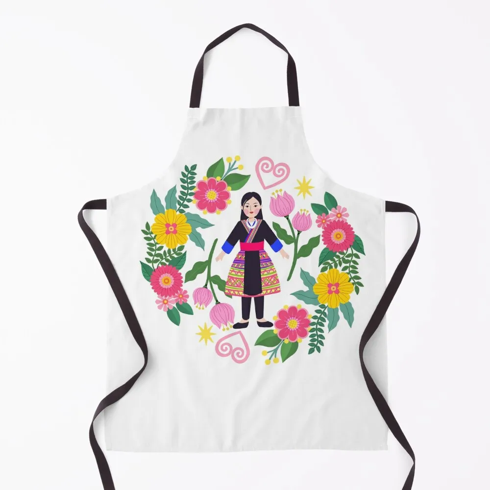 

Personalized HMG girl yellow flower Apron For Nail Stylist nail tech supplies Kitchen Women Cleaning Products For Home Apron