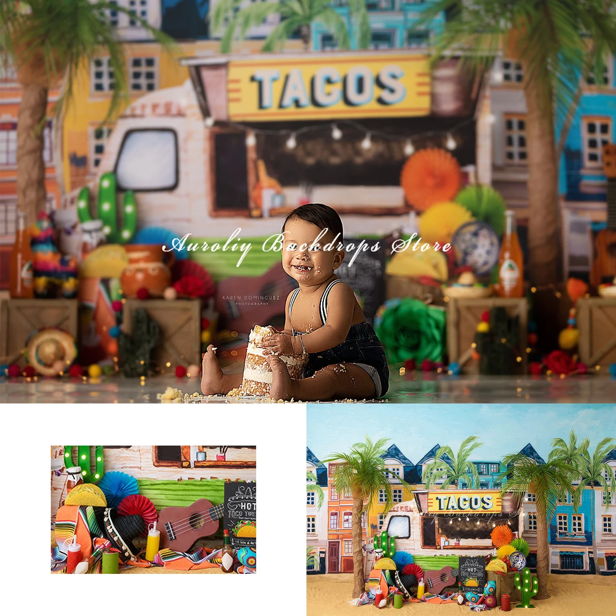 Rolly Guacamole Backgrounds Cake Smash Adult Family Photography Props Child Baby Decors Ranch Wagon Photo Studio Backdrops