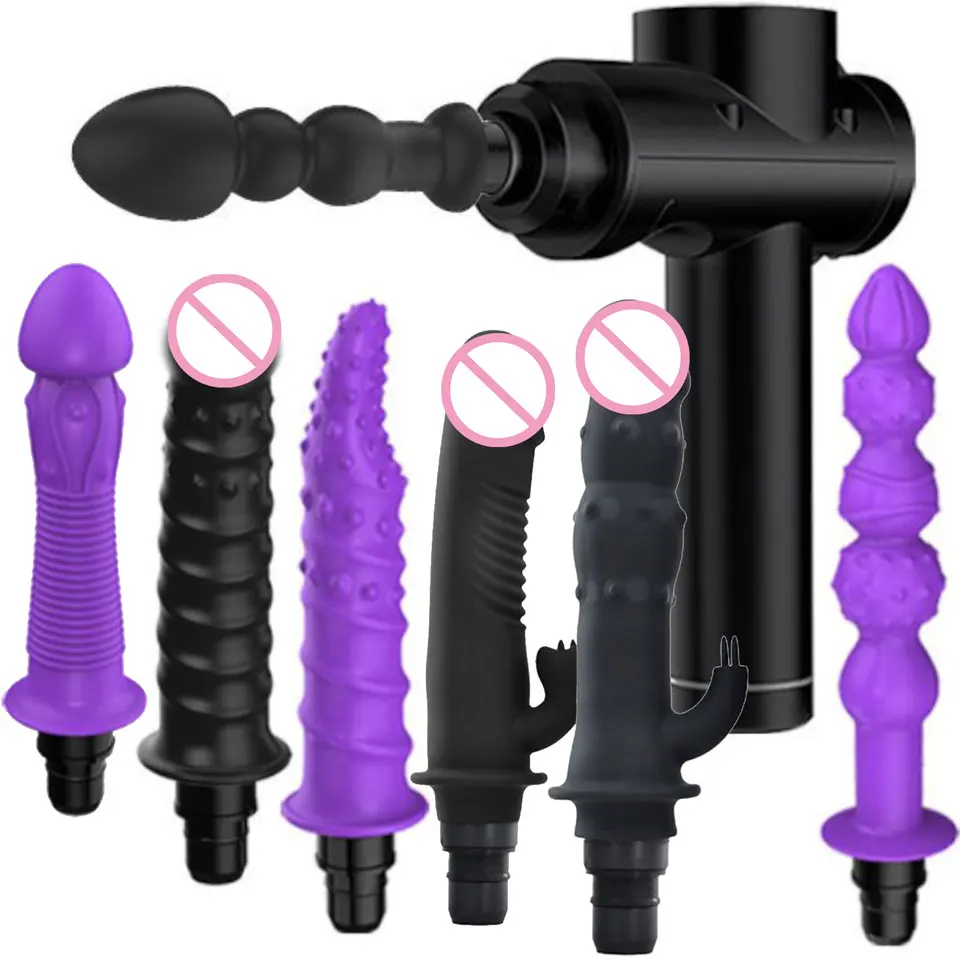 Masturbatore femminile Fascia Gun Adapter Attachements massaggio testa a silicone Dildo giocattoli del sesso per le donne vibratori pene Masturbati