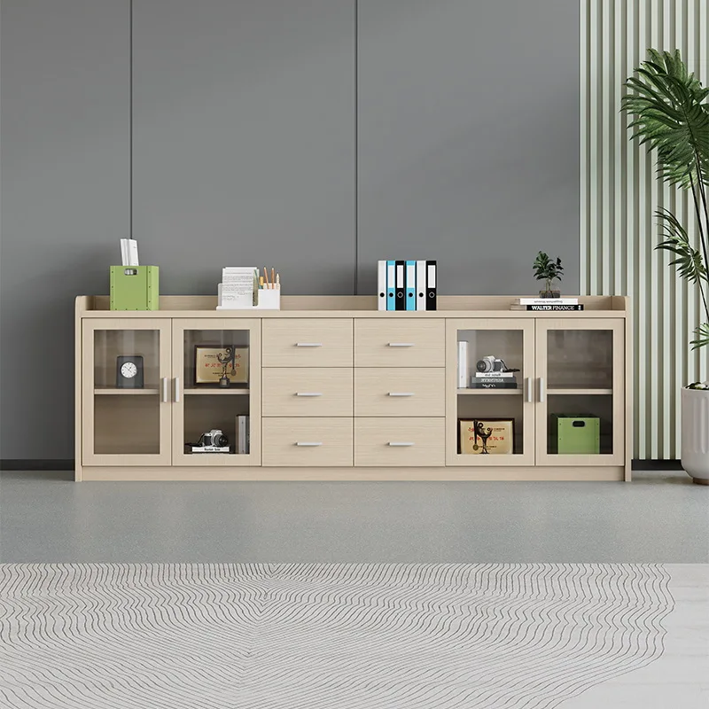 Wood File Cabinet with Door Office Locker Cabinet Information Drawer Lateral Locked Open Storage File Small Printer Shelves