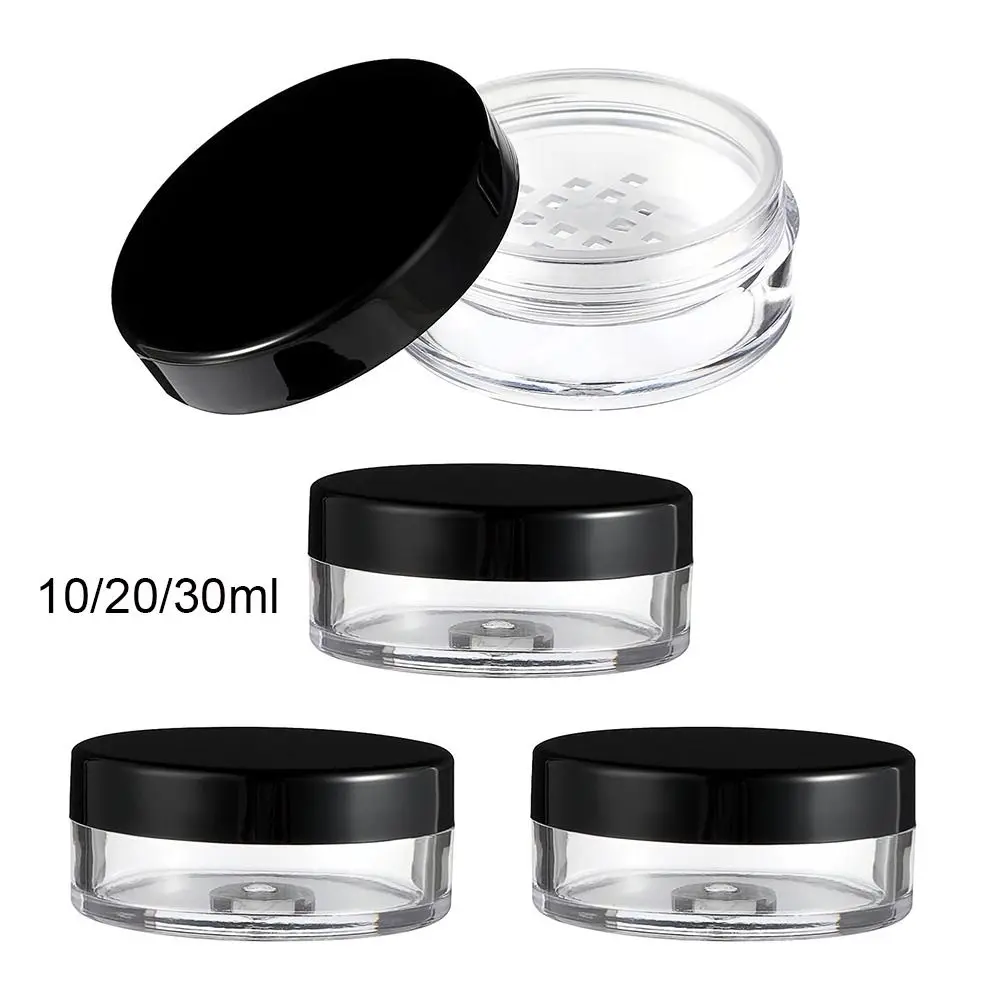 10ML/20ML/30ML Refillable Loose Powder Containers Reusable Empty Loose Powder Compact No Leak with Elasticated Net Sifter