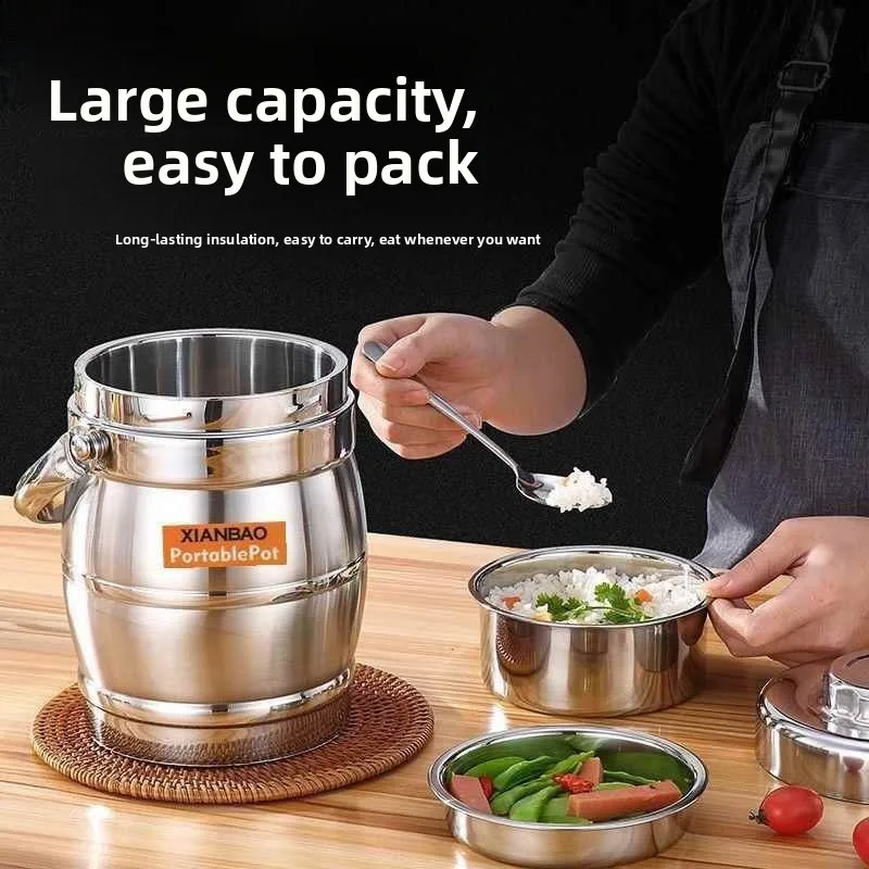 Large Capacity Stainless Steel Insulated Lunch Box 316 Food Grade Super Insulation for Adults Student 24 Hours Thermal Food C...
