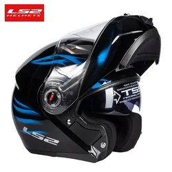 LS2 FF370 Flip up Motorcycle Helmet LS2 dual lens modular helmets with sun visor casco moto capacete ECE certification