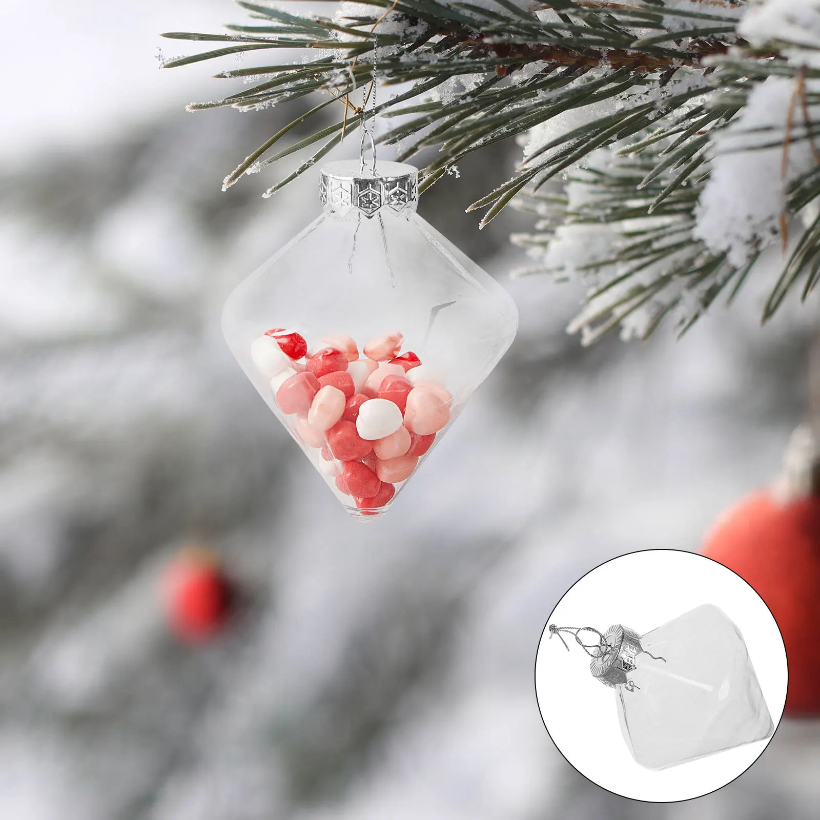 

8Pcs Clear Fillable Christmas Light Bulb Ornaments Plastic Baubles DIY Hanging Xmas Tree Decorations Christmas Booze Balls