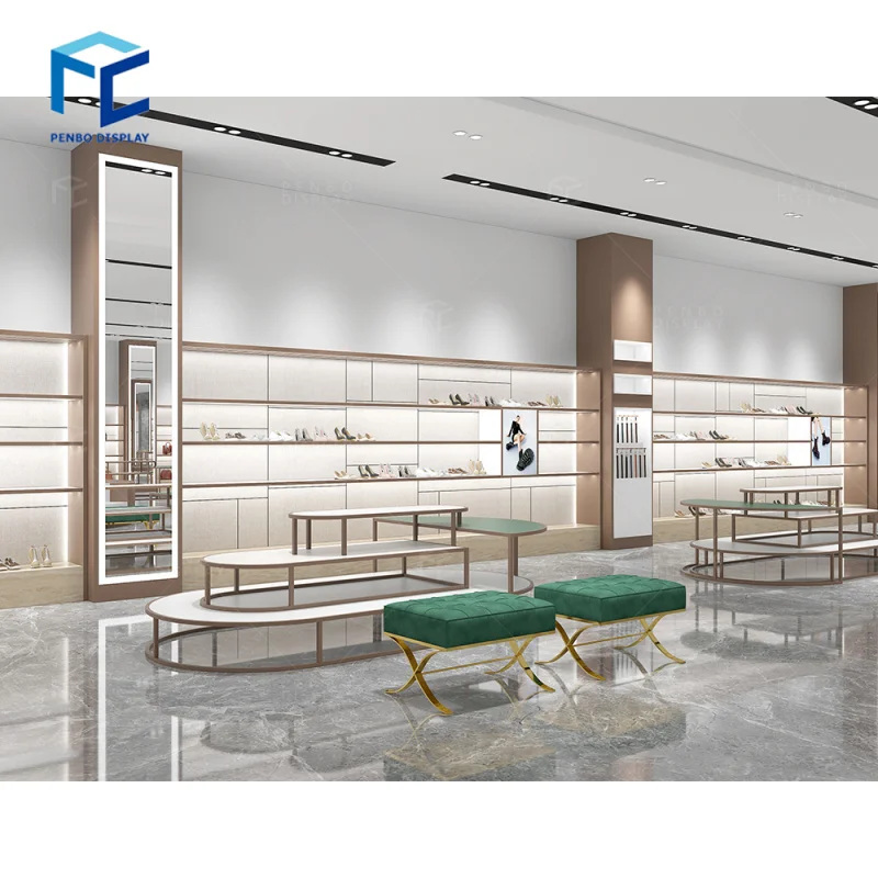 

2025customized.Shoes Shop Counter Design Ideas Shoes Store Decor Exhibitors Shoe Stores Handbag Shelves Retail