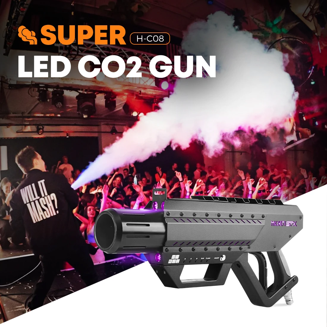 MOKA Pistola a CO2 LED Cannone a CO2 super portatile con tubo da 3 m senza scorie di ghiaccio per DJ Party Disco Stage