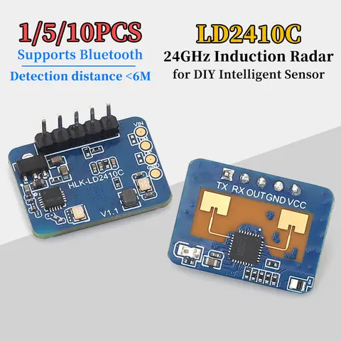 1/5/10Pcs LD2410C 24GHz Human Presence Sensor FMCW Wave Radar Induction Module High Sensitivity for Body Detection Sensors
