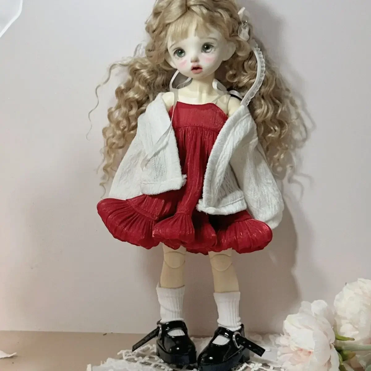 

1/6 Doll's Clothes for 30cm Fat Bjd Doll Girl Toy Sweet Fairy Camisole Dress,Cardigan,Socks Gauze Skirt Doll Accessories,No Doll