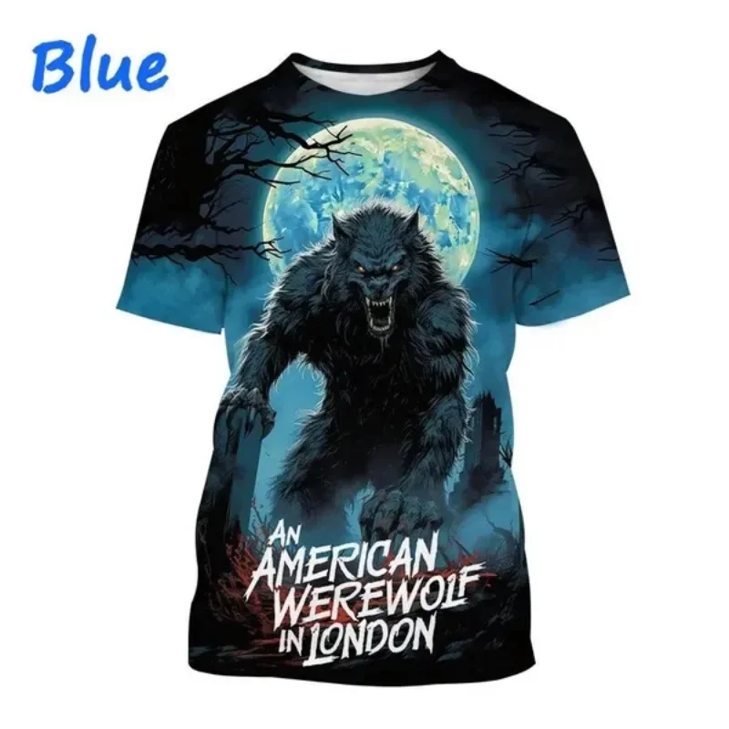 American Werewolf 3D printed T-shirt Fun Casual Cosplay Men's Clothing Fashion Men's and Women's Round Neck T-shirt