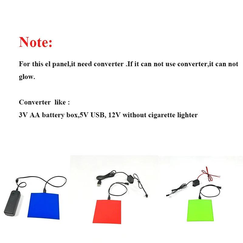 10X10CM Glowing EL Sheet EL Panel Flexible Electroluminescent Cold Light For Holiday Glow Party Supplies DIY Model Light Source