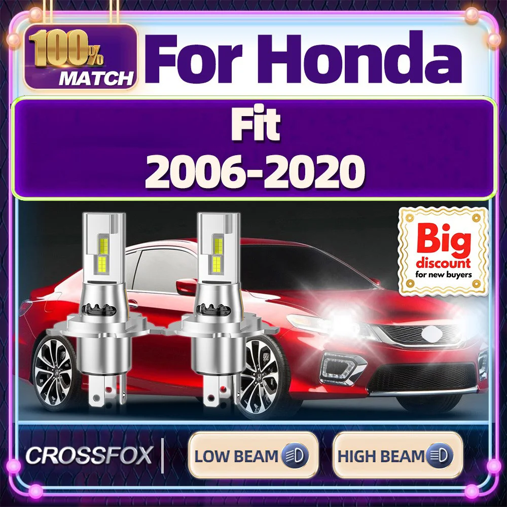 

CROSSFOX【For Honda Fit 2006-2020】2PCS Turbo Canbus Car LED Headlight Bulbs Ultra Bright High Low Beam Auto Headlamp Ampoules