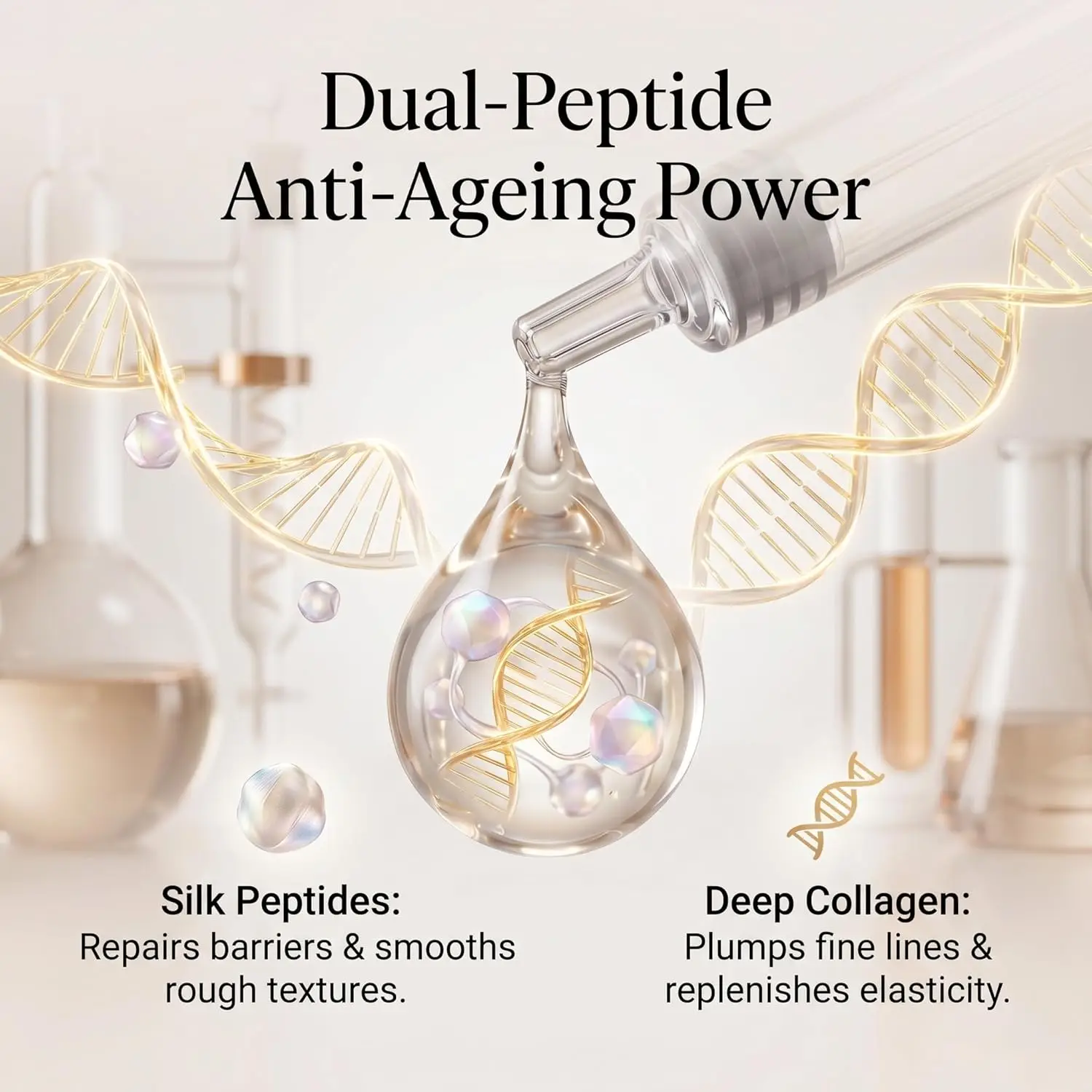 Korea Silk Peptide Intensive Lifting Ampoule Anti Aging Serum with Collagen Peptide Complex, Firming & Hydrating Skin Care 40ml