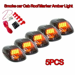 5pc Amber LED Cab Roof Top Marker Running Clearance Lights Smoked Lens Car Roof Light Car Exterior Lights for 4x4 SUV Jeep RV