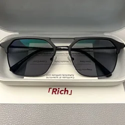 Business Double Beam Half Frame Myopia Sunglasses Retro Square Short Sight Goggles Men's Anti Blue Light Near Sight Eyewear