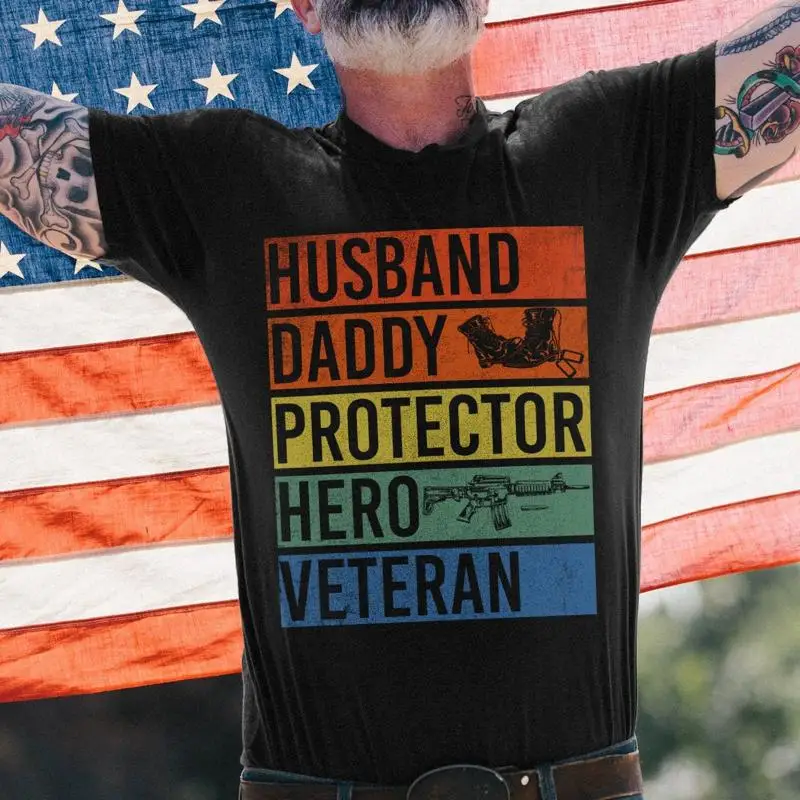 

Veteran Husband Daddy Protector Hero Vintage T Shirt