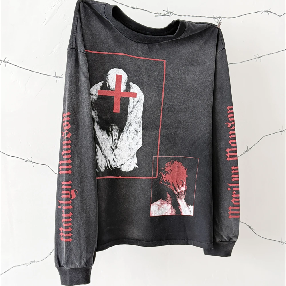 Vintage Saint Marilyn Manson  Long Sleeve T Shirt Men Women High Quality Tee Tops T-Shirts