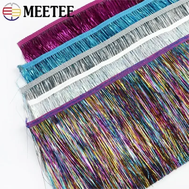 5/10M 10/15/20cm Colorful Brilliant Tassel Lace Glitter Fringe Latin Dress Stage Clothes Decor Ribbon DIY Sewing Accessories