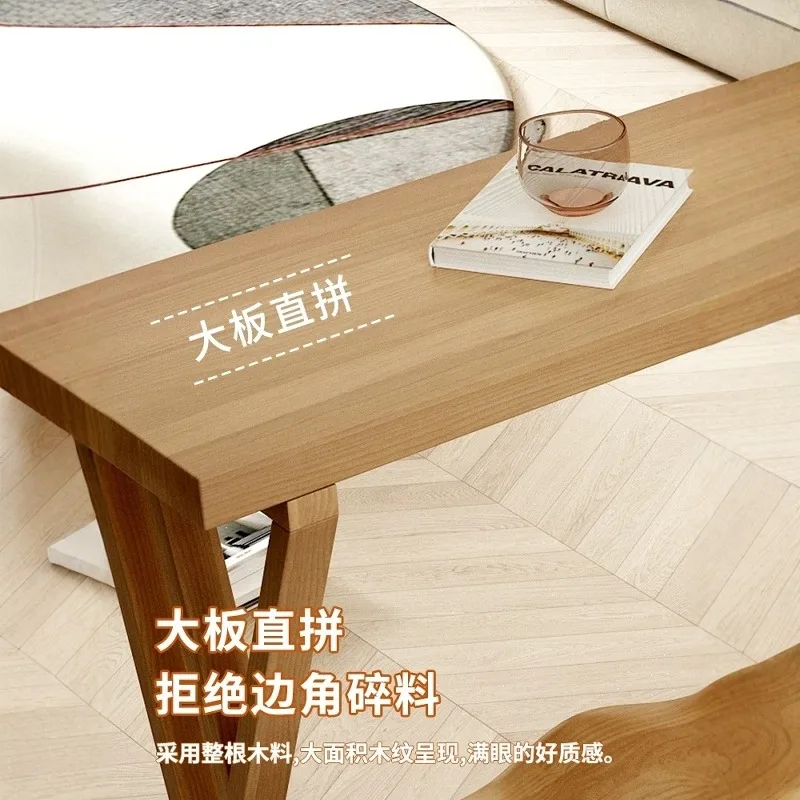 Nordic all-solid wood bar table, household living room partition, balcony against the wall, high-footed narrow table, milk tea s