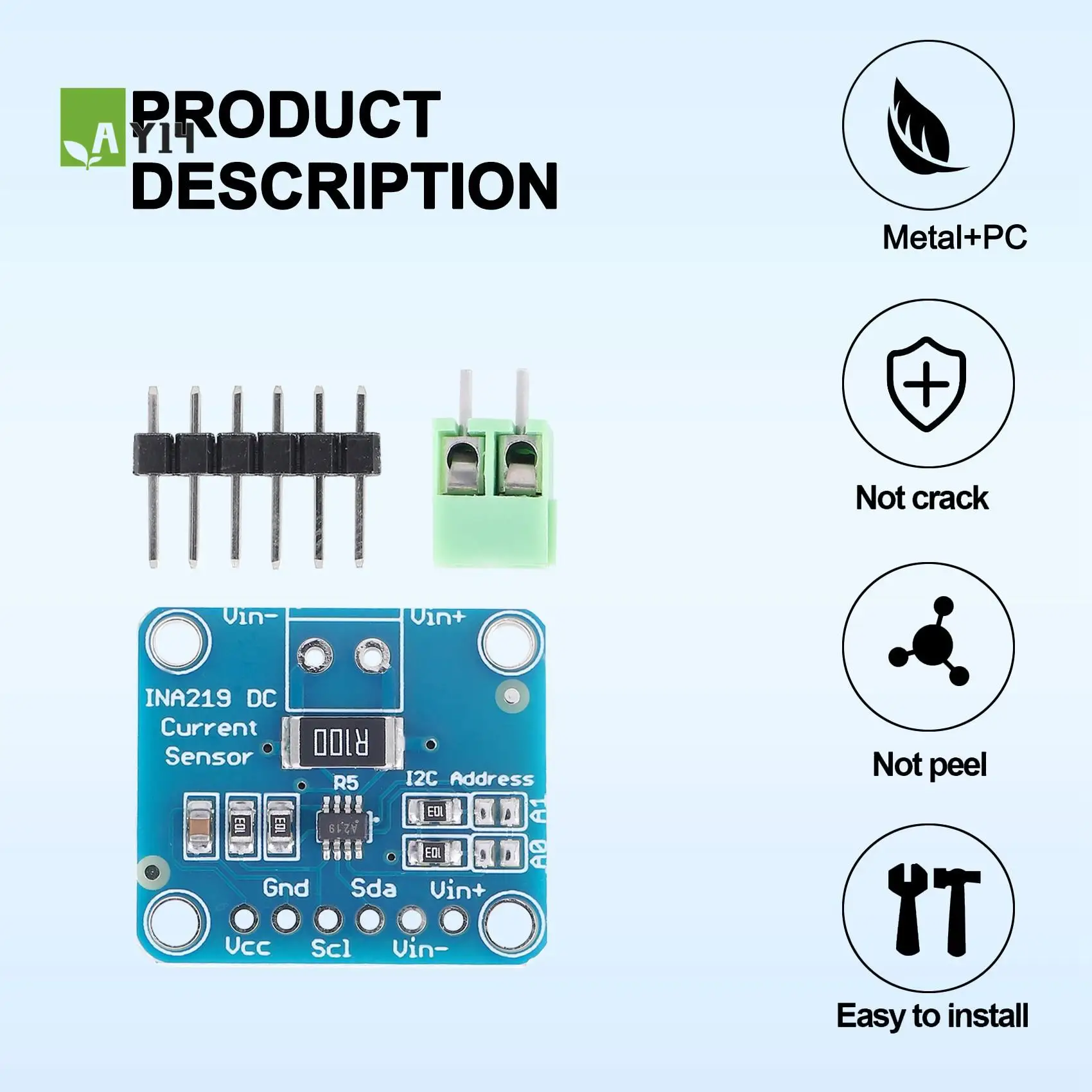 

AY14 -6Pc MCU-219 INA219 I2C Bi-Directional DC Current Power Supply Sensor Module Breakout 3-5V SOT23