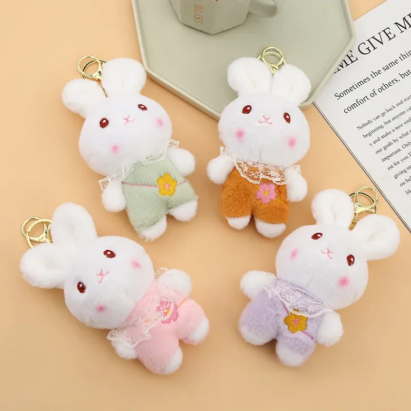 

New Cartoon Kawaii Bunny Plush Doll Keychain Fashion Student Backpack Charm Plush Car Key Charm Girl Birthday Christmas Gift