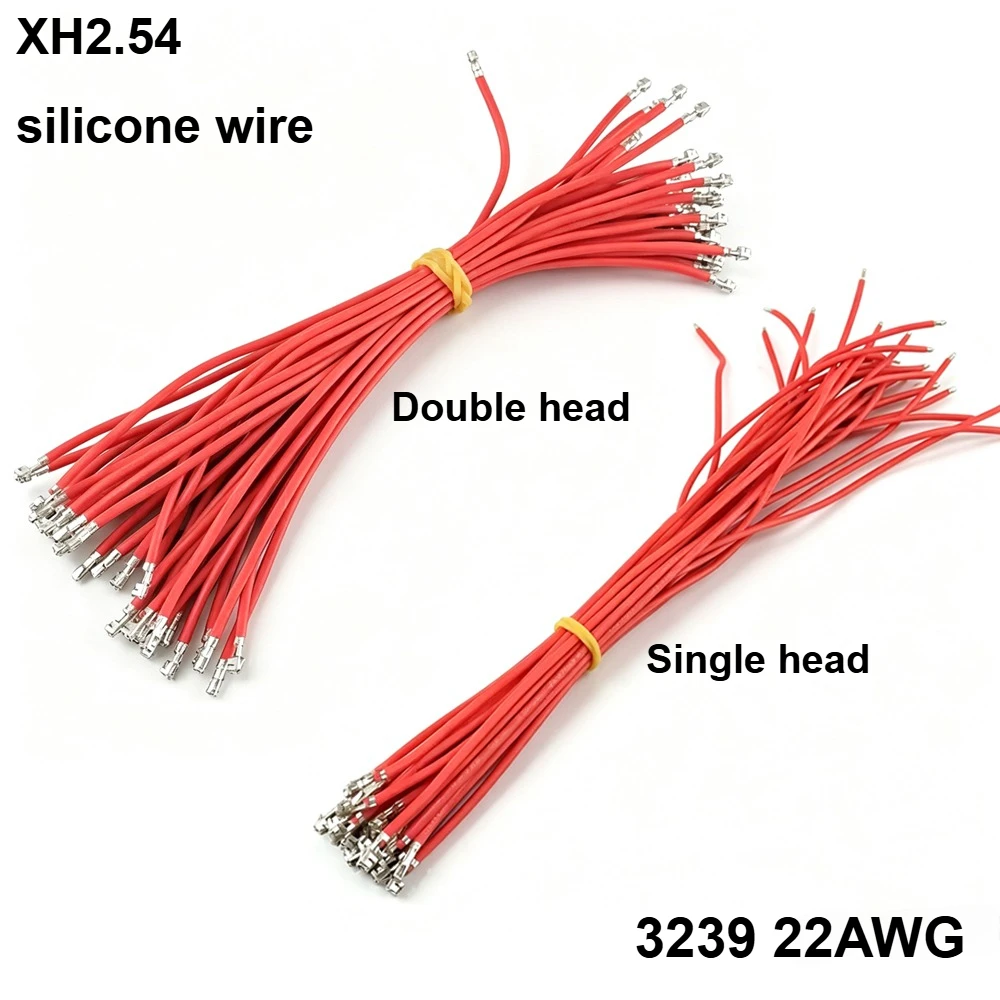 100pcs  XH2.54mm Single/ DoubleHead Silicone High Temp Resist Terminal Wire Cable 10/20cm Terminal Crimped 3239-22AWG