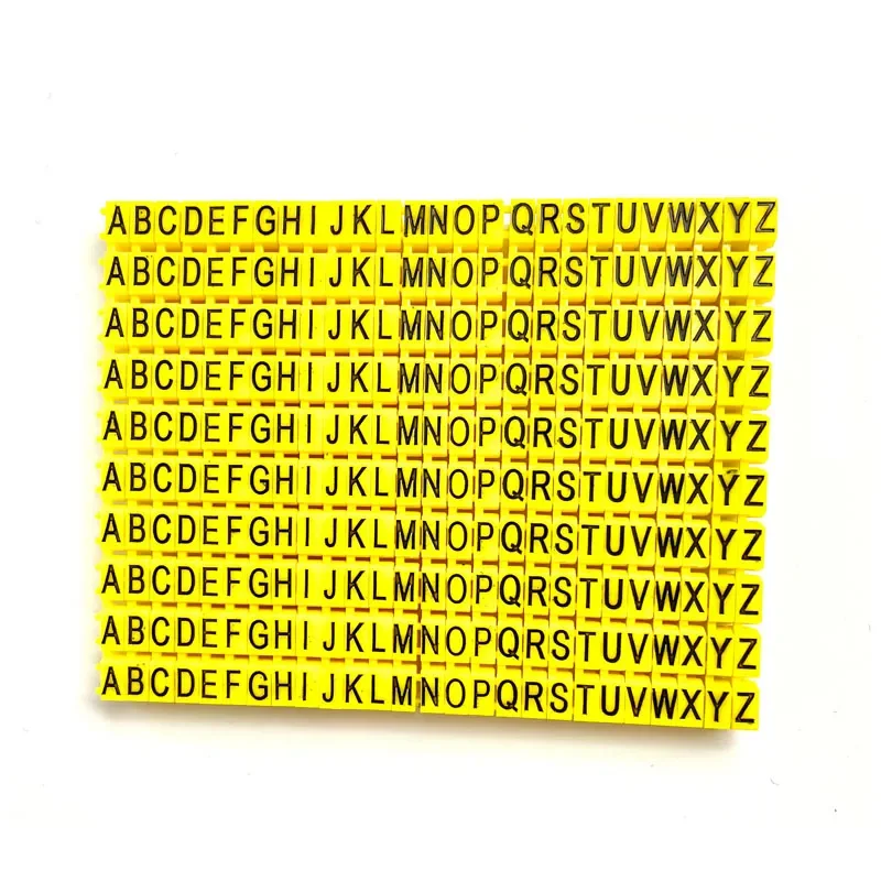 Plastic cable marking clip m-0 m-1 m-2 m-3 alphabit cable marking AZ cable size 1.5 SQMM yellow cable insulation cable marking