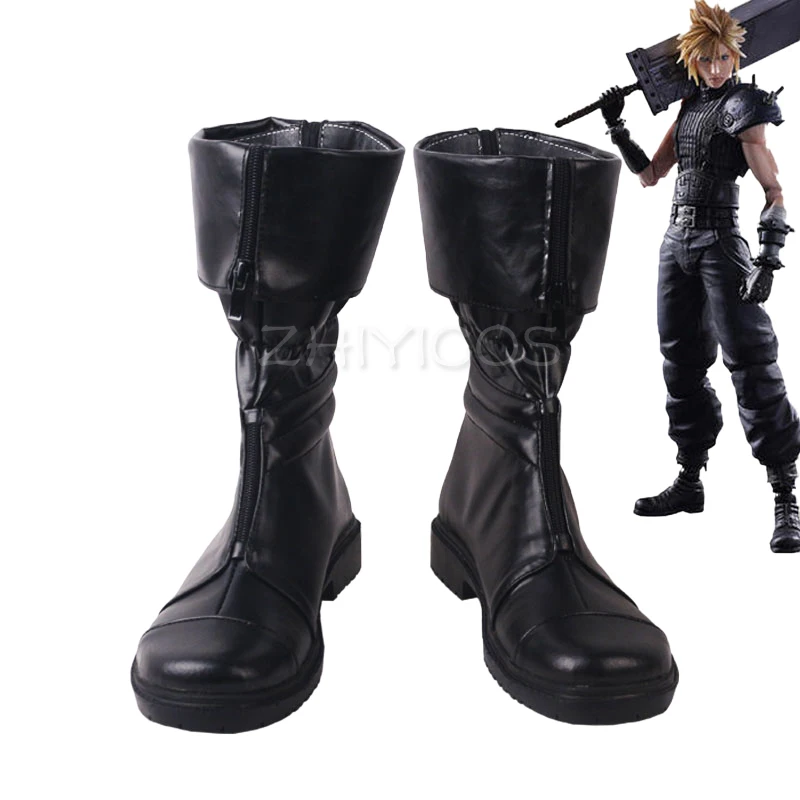 

Новые туфли для косплея Final Fantasy VII Remake, ботинки для косплея Cloud Strife, черные, из искусственной кожи, размер 35-48