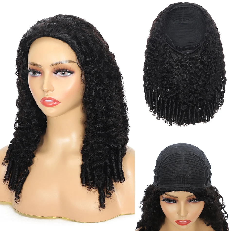 Natural Black Burmese Curly Hair Half Wigs 250 Density 100% Human hair 3 IN 1 Half Wig With Drawstring Glueless Seamless Clip
