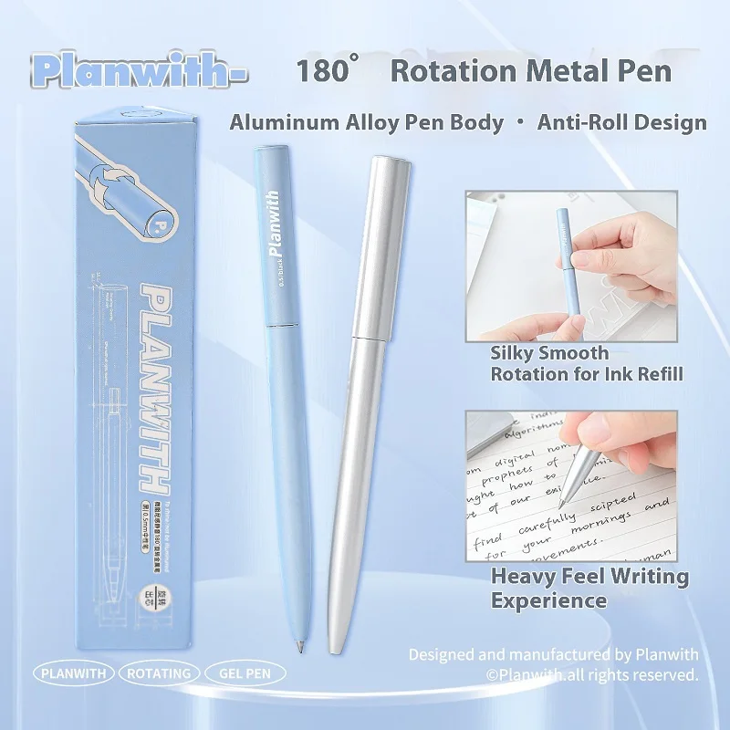

Planwith Rotating Metal Pen Rotating Core With Micro Damping Stationery Fun Pen 0.5 Heavy Sense Writing Rotary Office Metal Pen