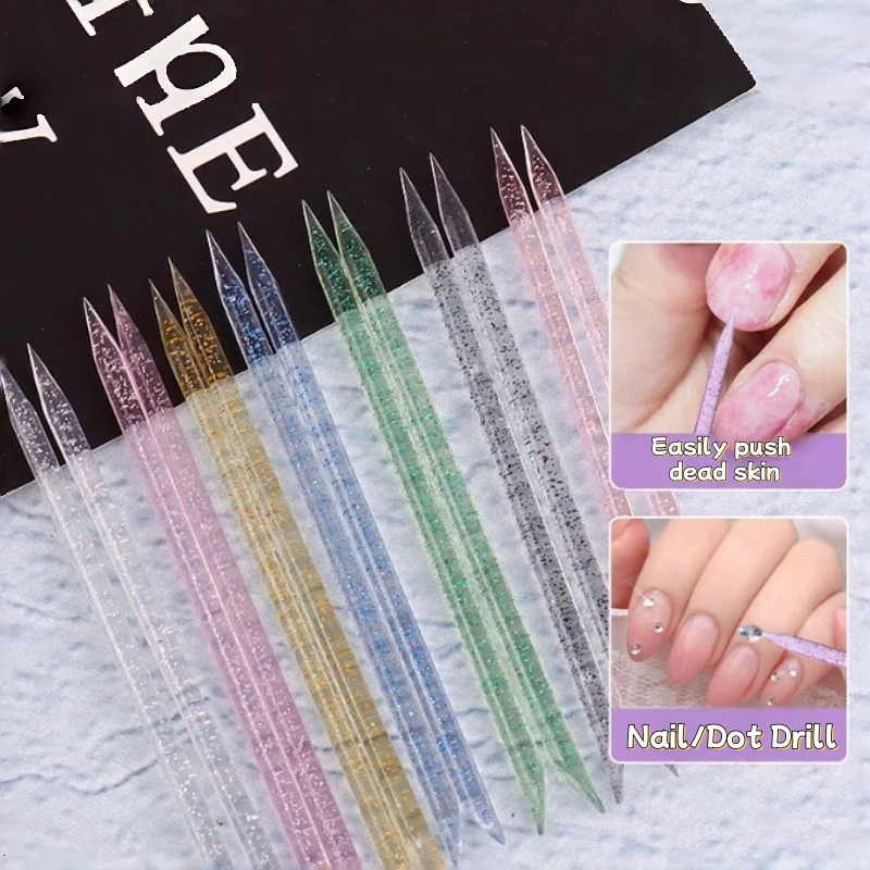 Baguette d'art d'ongle à poignée en cristal à Double tête, nail art portable DIY, adaptée à la maison, aux fournitures de salon et aux amateurs d'ongles