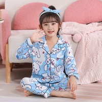 Adorable Sanrio Cardigan Children Pajama Sets Causal Fashion Cartoon Print Nightwear Suit Loose Comfortable Breathable Pajamas
