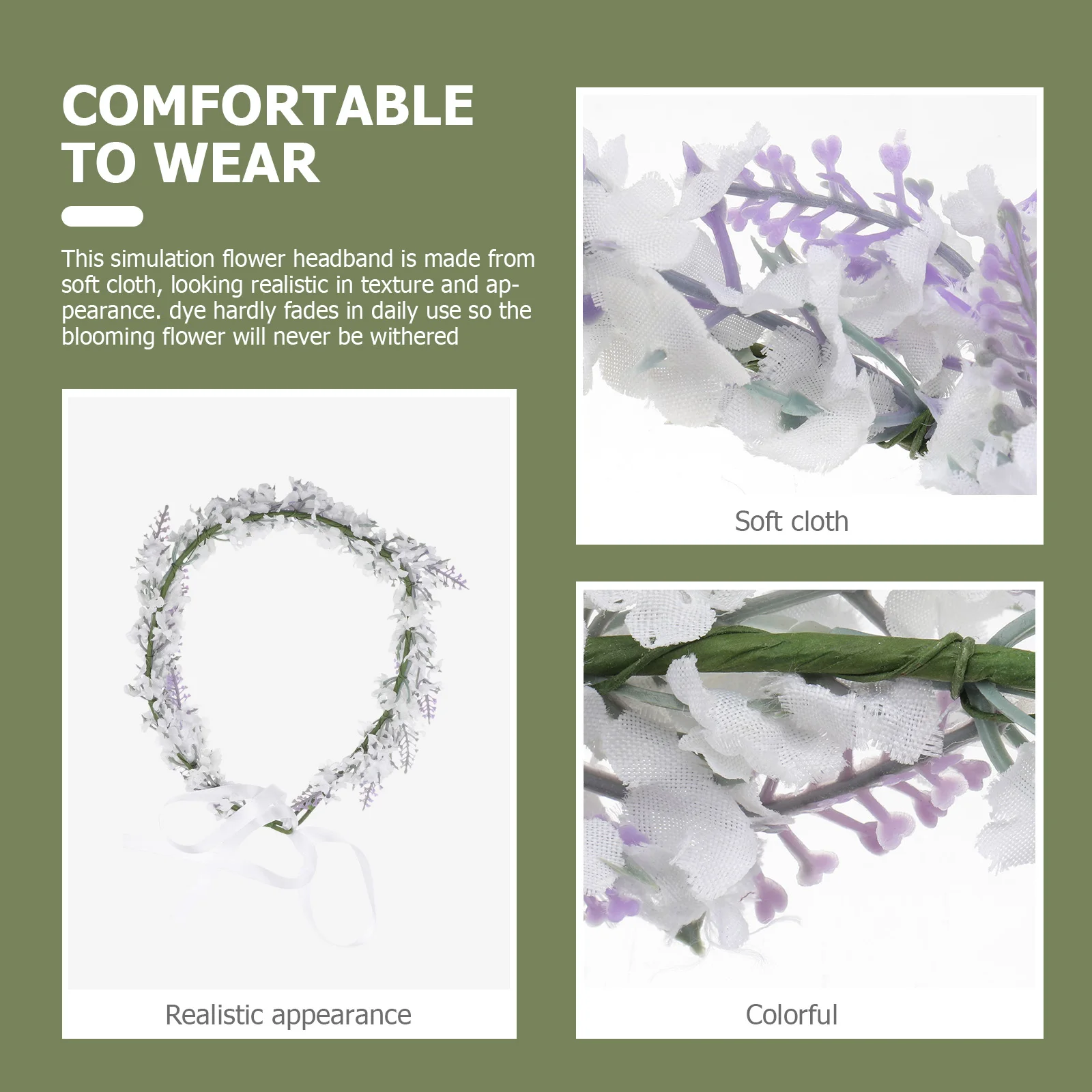 

Simulated Lavender Headb s Floral Headpiece Accessories Crown White Festivals Bridal Baby Hairb Wreath Non Toxic Dye Fade