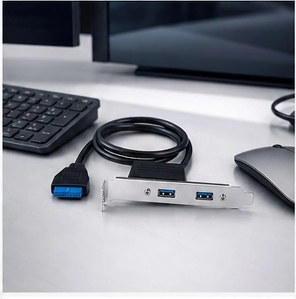 Computer Chassis Pci Slot USB 3.0 Expansion Bracket 20Pin Header Adapter Converts to Dual USB 3.0 Rear Panel Ports Hardware