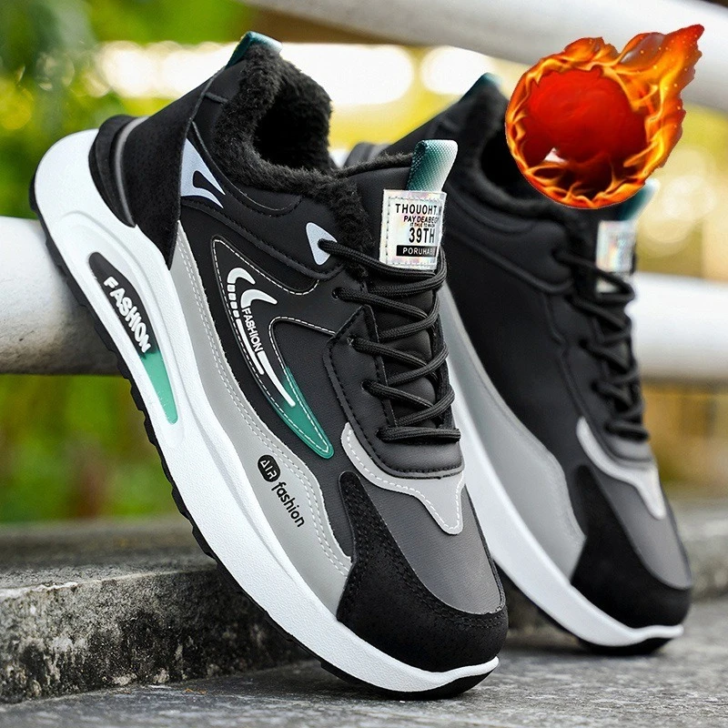 

2025 New Winter Warm Mesh Breathable Shoes for Men Outdoor Running Tennis Shoes Lace-up Sneakers for Men Casual Sneakers