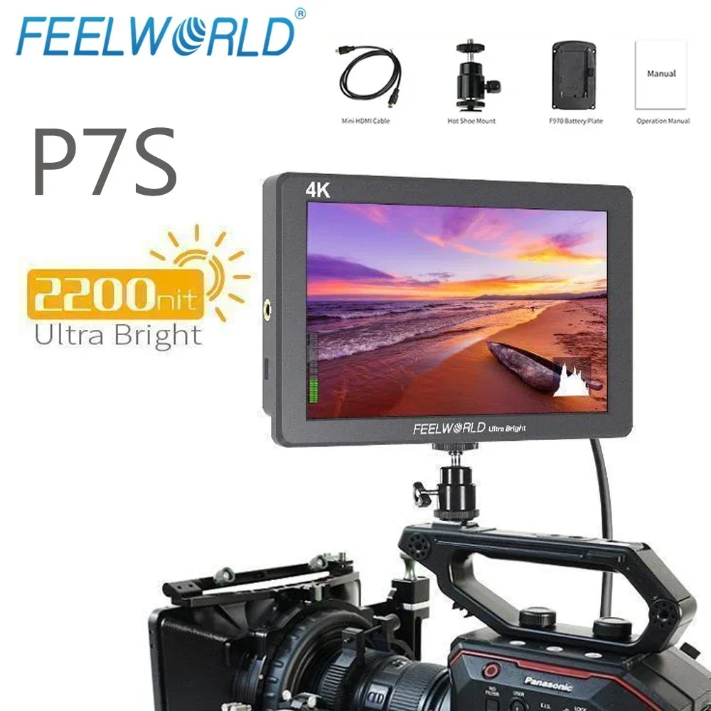 FEELWORLD P7S 4K Monitor 7Inch 3G-SDI on Camera monitor Field DSLR Monitor Aluminum Focus Assist  4K For Sony Canon Nikon