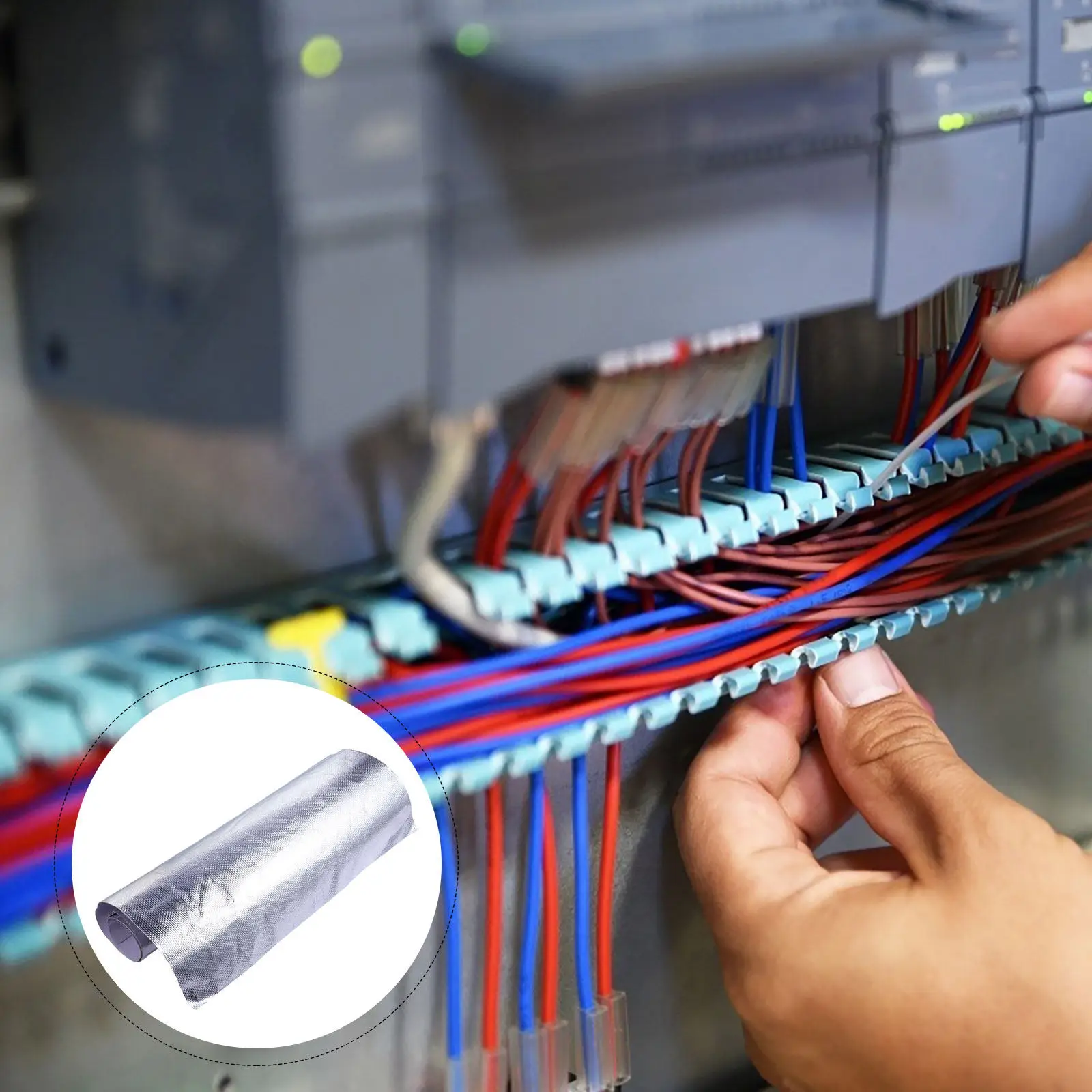 

Aluminized Fiberglass Heat Cover Mat Self-Adhesive Backing Aluminum Foil Tape for Radiant Heat Protection Painted Plastic Parts