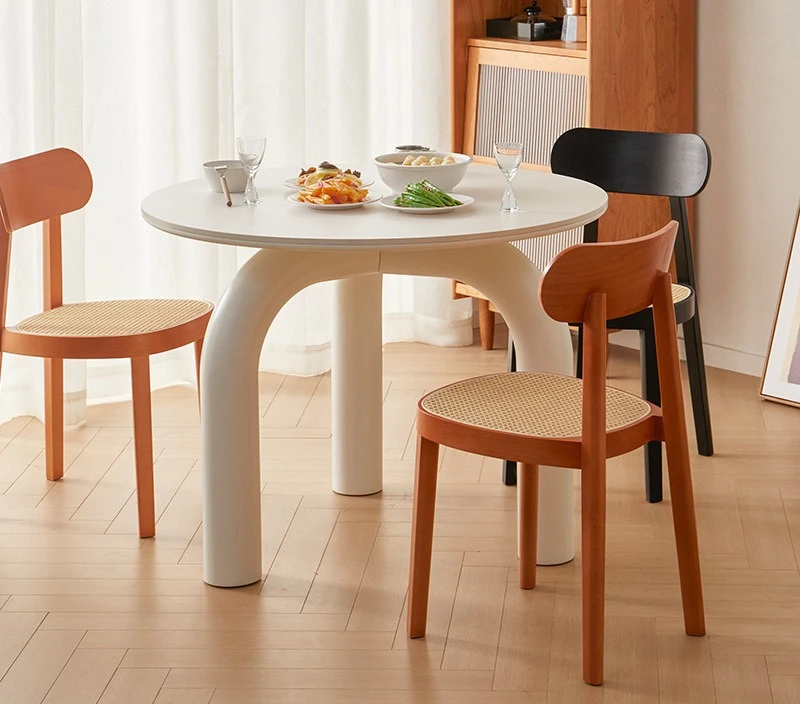 Mobili Tavolo da pranzo in ardesia Piccola unità per uso domestico Crema francese Vento rotondo