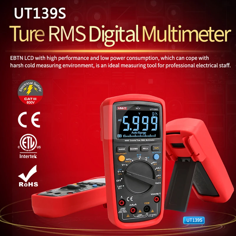 UNI-T UT139S Professional Digital Multimeters 6000 Counts AC DC Voltmeter Ammeter NCV Automatic Multi Meter Analog Bar