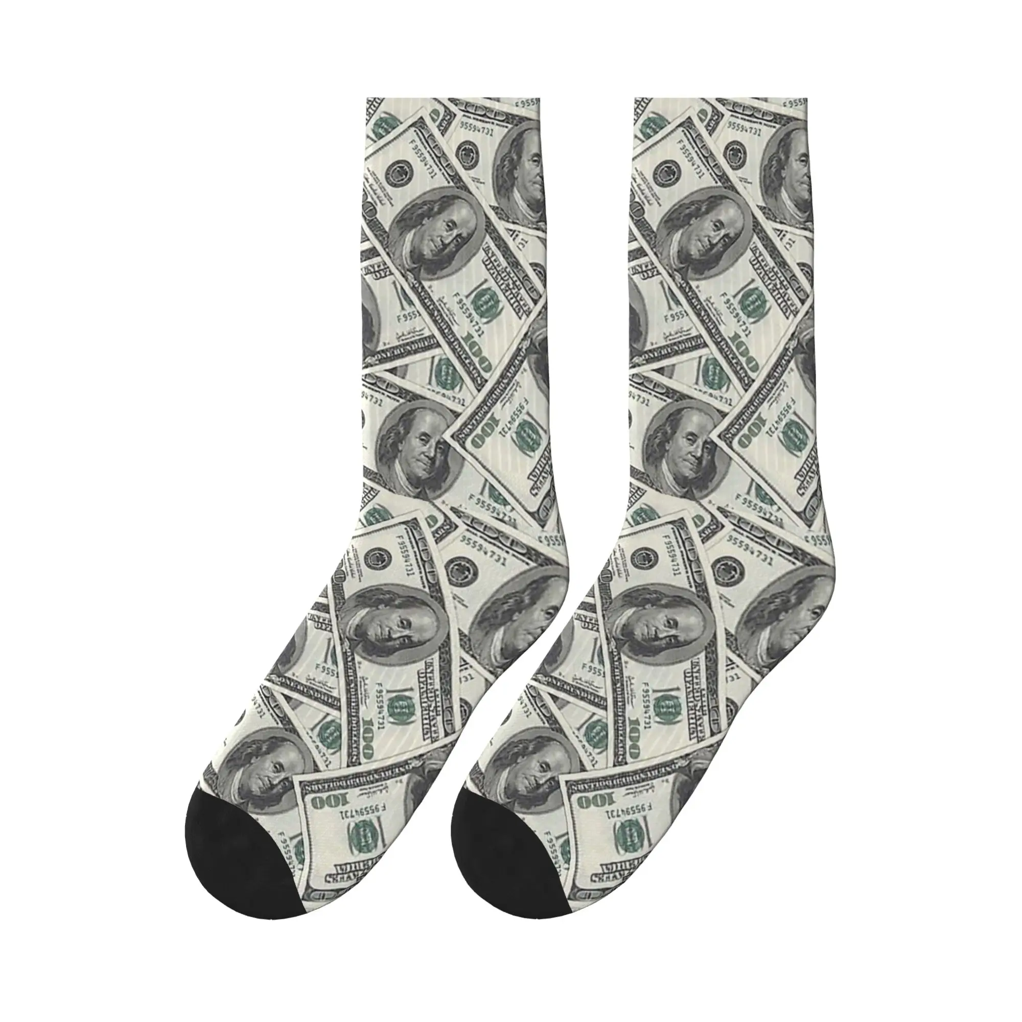 

Rich Money Novelty Dollars Sports Socks Sweat Absorbing Stockings All Season Long Socks for Unisex Christmas Gifts