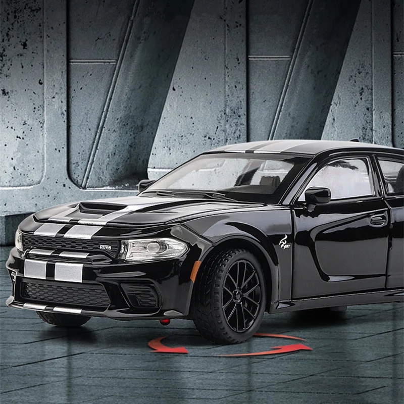 1:32 DODGE Charger SRT HellcatโลหะผสมกีฬารถDiecastกล้ามเนื้อยานพาหนะรถจําลองเสียงและแสงของเล่นเด็กของขวัญ