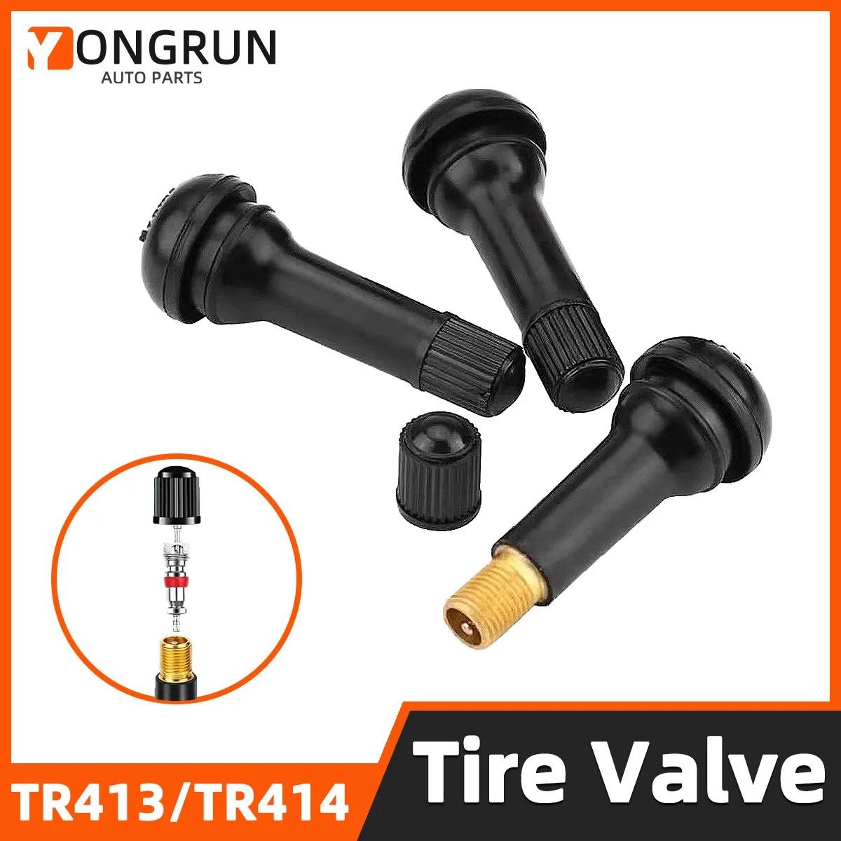 YONGRUN 4/8/24pcs Automotive Tire Valve Valve Vacuum Tire Rubber Valve Core TR413/TR414 Tubeless Tire Valve Core Automotive Part