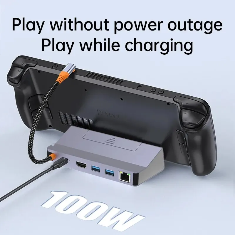 محطة إرساء مع منفذ كابل شبكة ، محور 5 في 1 ، Hdmi4K ، يدعم PD ، مناسب لمفتاح بخار الكمبيوتر #3