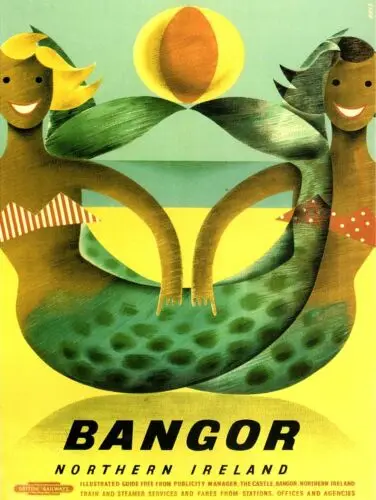 Bangor, N Ireland Train Retro Metal Sign, Vintage Style Plaque, Man Cave, Rail