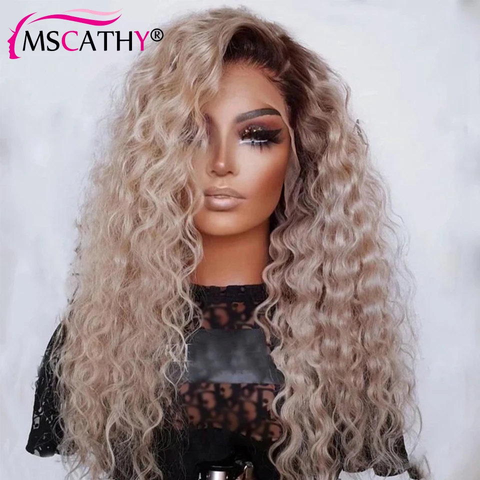 Ash Blonde Deep Wave Lace Front Wig 13x4 Water Wave Brazilian Human Hair Wigs For Women HD Transparent Lace Frontal Wig Prepluck