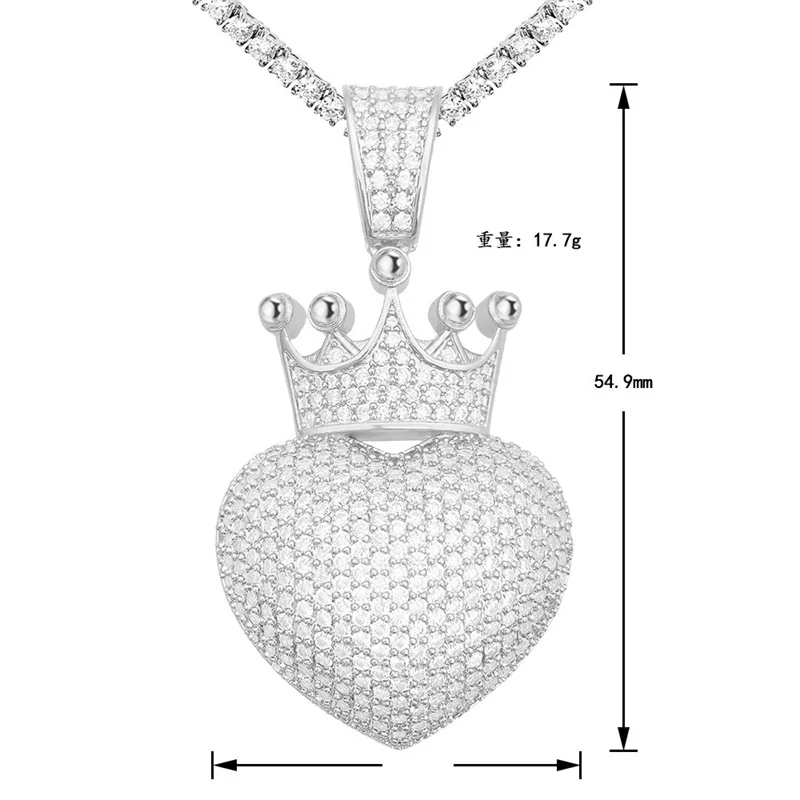 

FP2239 Lefei Exquisite Luxury Trend Classic Moissanite Design Hiphop Crwon Heart Pendant Necklace Unisex 925 Silver Jewelry Gift