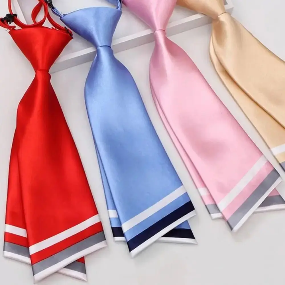 Fashion Bow Knot Necktie Solid Color Adjustable Cravat Vintage Uniform Shirt Bow Knot Tie for Women
