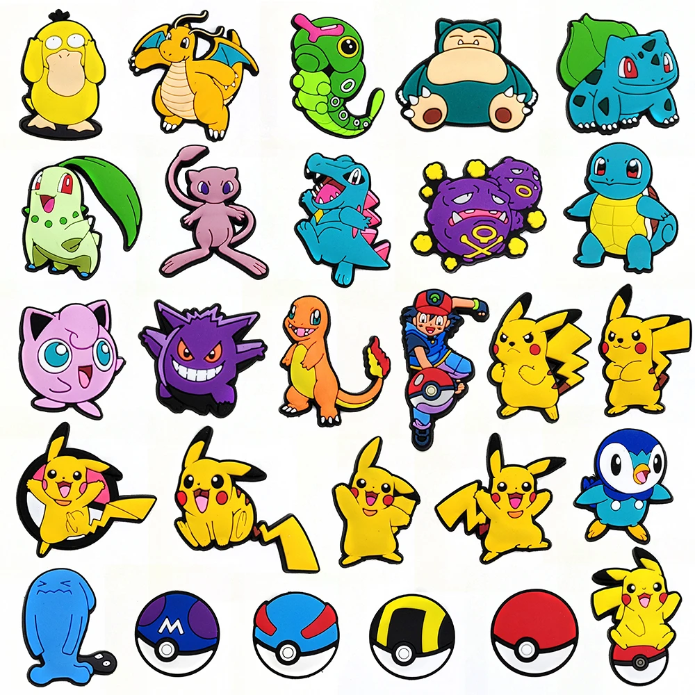 20-100pcs Potdemiel Pokemon Pikachu Shoes Charms Cartoon Shoe Accessories For Clogs Sandals Decoration Buckle Kids Friends Gifts image 3