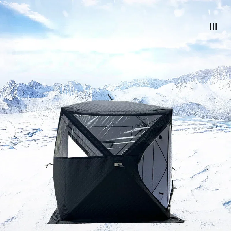 Imagem -02 - Portátil Ice Fishing Tent Outdoor Sauna Casa com Grande Janela e Boca Chaminé Quick Open Espessamento 34 Pessoa Estações Inverno