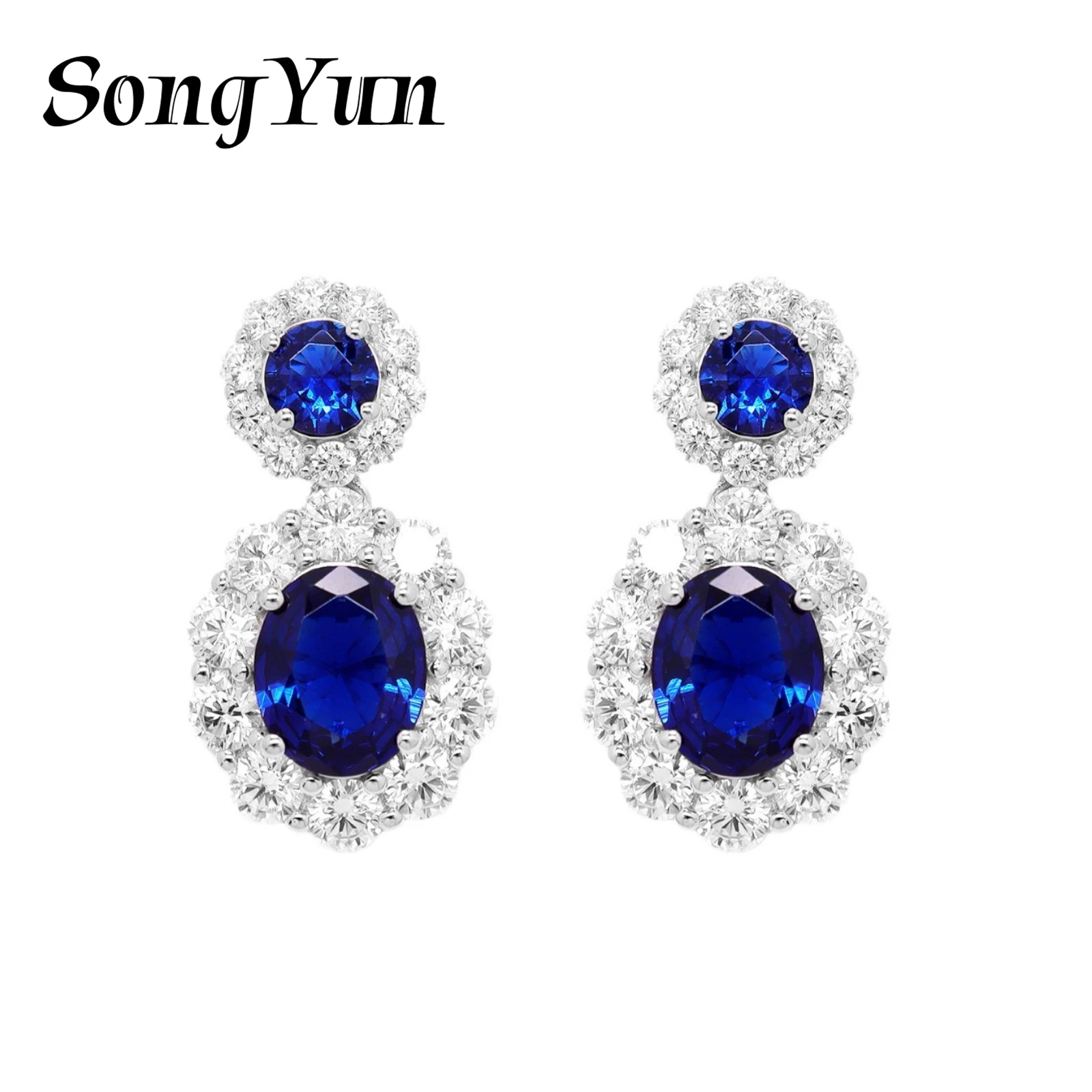 SONGYUN Brand Jewelry 925 Sterling Silver Earrings Zircon 7A Dangle Fashion for Girlfriend Real Gold Plated Fine Jewelry Earring